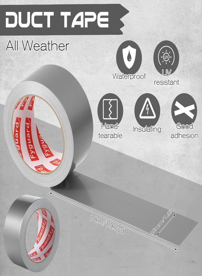 Fyguard 3 Pack Silver Duct Tape 1.89 Inch x 60 Yard Total Heavy Duty 8.27Mil Waterproof All Weather, Hand Tearable Duct Tape for Indoor Outdoor Emergency Repairs Duct Sealing Wire Bundling Fixation DIY - Image 2