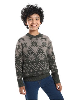 Caesar Wool Boys Pullover With Multi Design  - Image 2