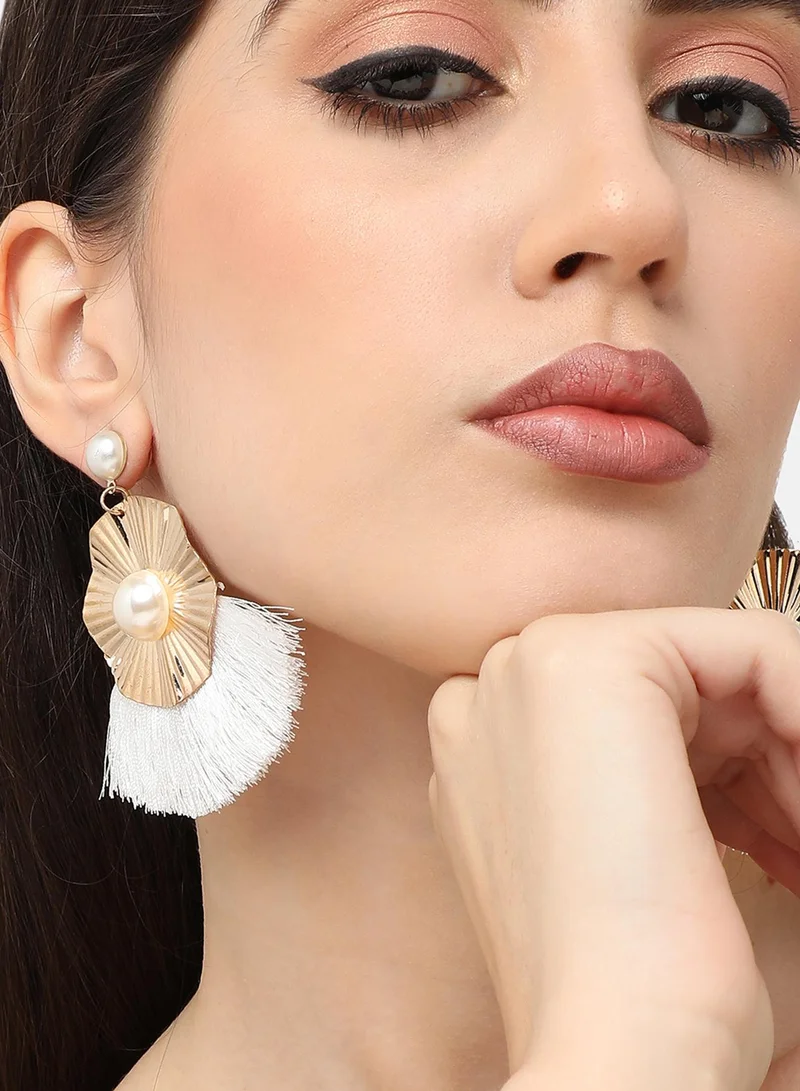 سوهي قرط متدلي من اللؤلؤ المطلي بالذهب