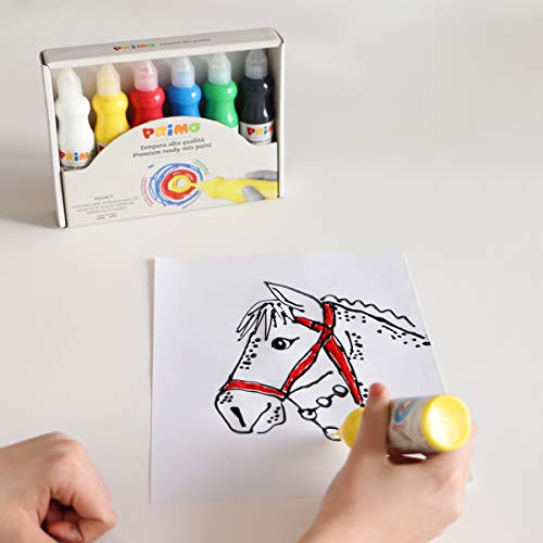 PRIMO Tempera Paint Bottle Set, 75ml, 6-Colors, Classic, Non-Toxic, Washable, for Young Artists - Image 2