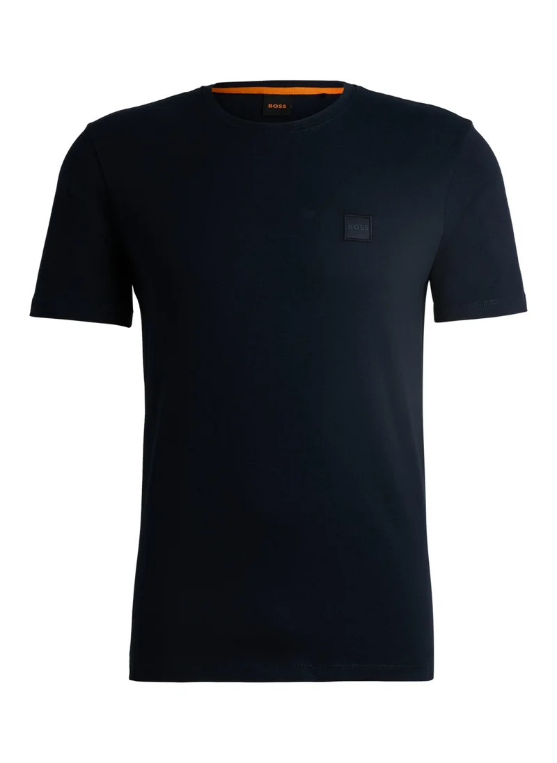 بوس Cotton-jersey T-shirt with logo patch
