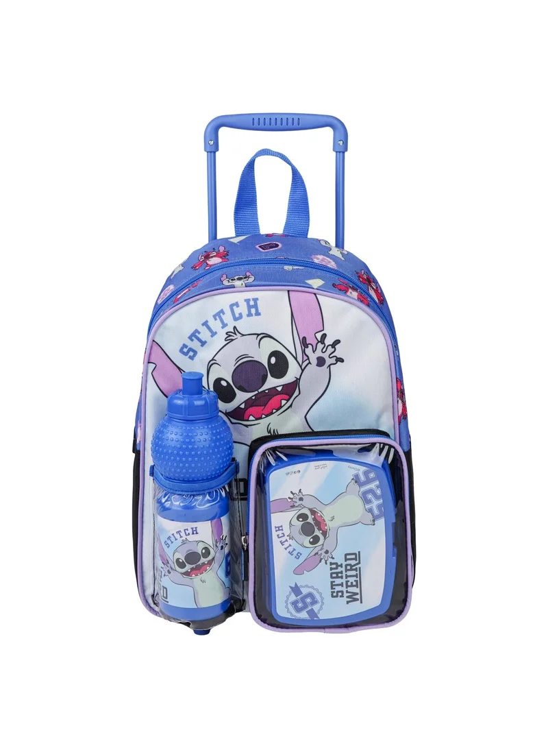 Disney Disney Stitch Toddler 3-in-1 Trolley Set 13" – Official Lilo & Stitch Rolling Backpack with Water Bottle & Lunch Box, Wheeled Preschool School Bag Set for Kids | Boys & Girls School Bag