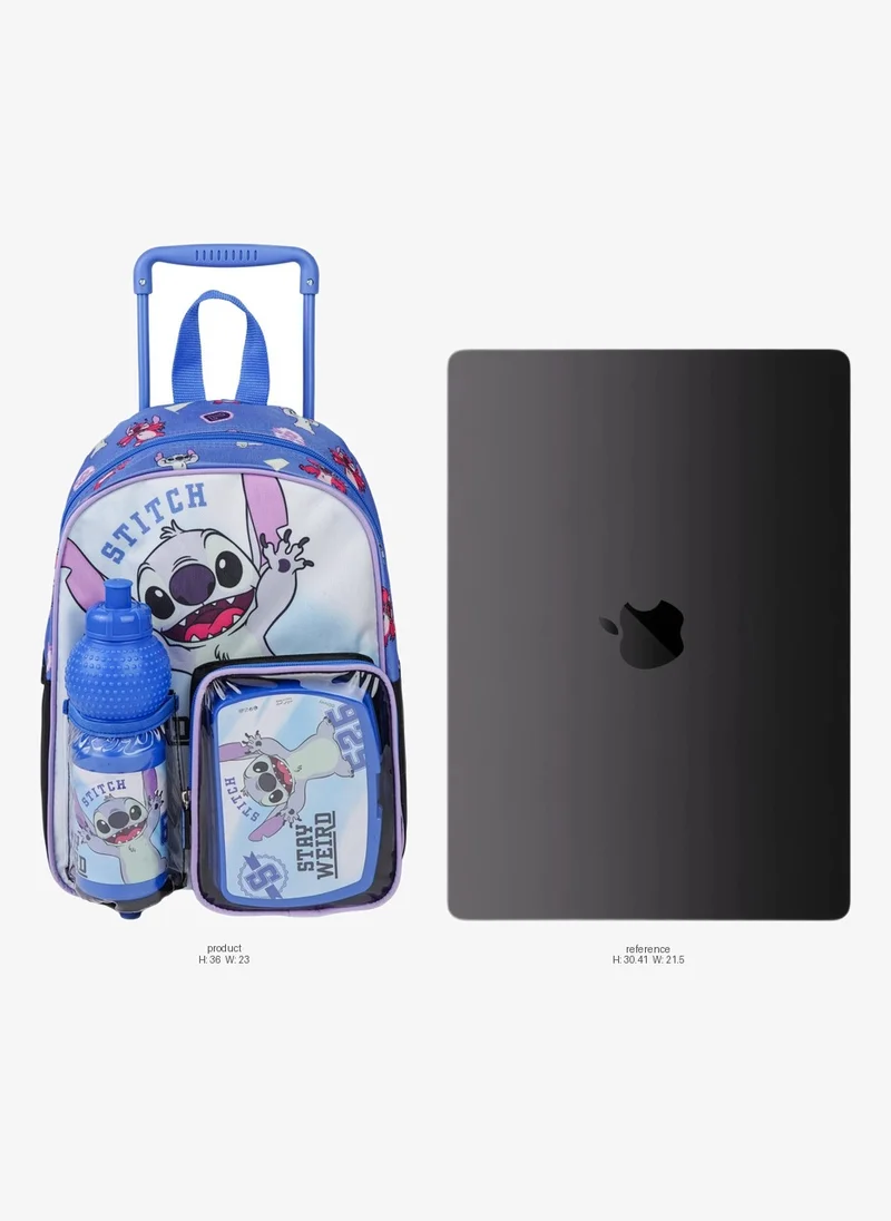 Disney Disney Stitch Toddler 3-in-1 Trolley Set 13" – Official Lilo & Stitch Rolling Backpack with Water Bottle & Lunch Box, Wheeled Preschool School Bag Set for Kids | Boys & Girls School Bag