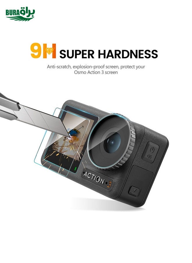 BURAQ - For DJI Osmo Action 3 2pcs STARTRC 3-in-1 Lens Front and Back Screen Tempered Glass Film - Image 1