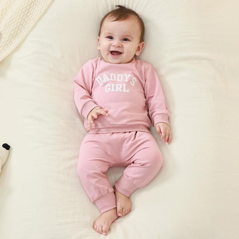 Yvowming Toddler Baby Boy Girl Clothes Long Sleeve Sweatshirt Pullover Tops + Joggers Pants Outfit Set (Light Pink, 2-3T) - Image 2