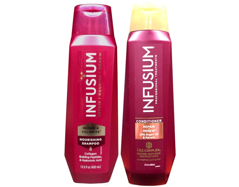 Infusium Professional Treatments Haircare - Repair & Renew With Argan Oil & Keratin - Shampoo & Conditioner Set - Net Wt. 13.5 FL OZ (400 mL) Per Bottle - One Set - Image 1