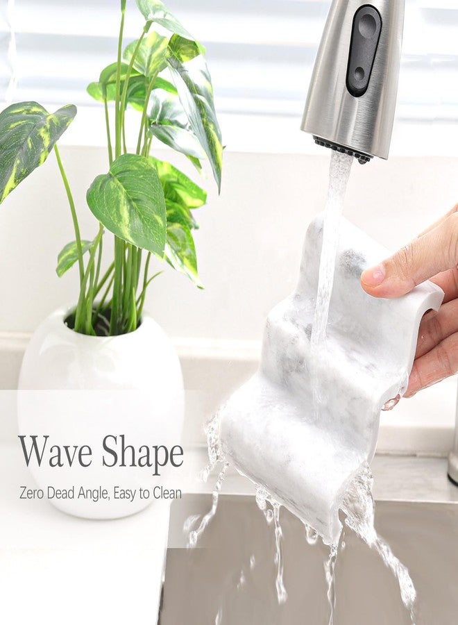 Luxspire Soap Dish, Marble Soap Dish, Self-draining Tray, Soap Holder Saver for Shower, Bathroom, Sink, Kitchen and Countertop, Gravel White - Image 4