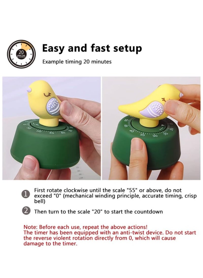 Oasisgalore Cute Blue Bird Kitchen Timer Mechanical Reminder Timer Boiling Egg Timer for Baking, Cooking Timing Tool  - Image 4
