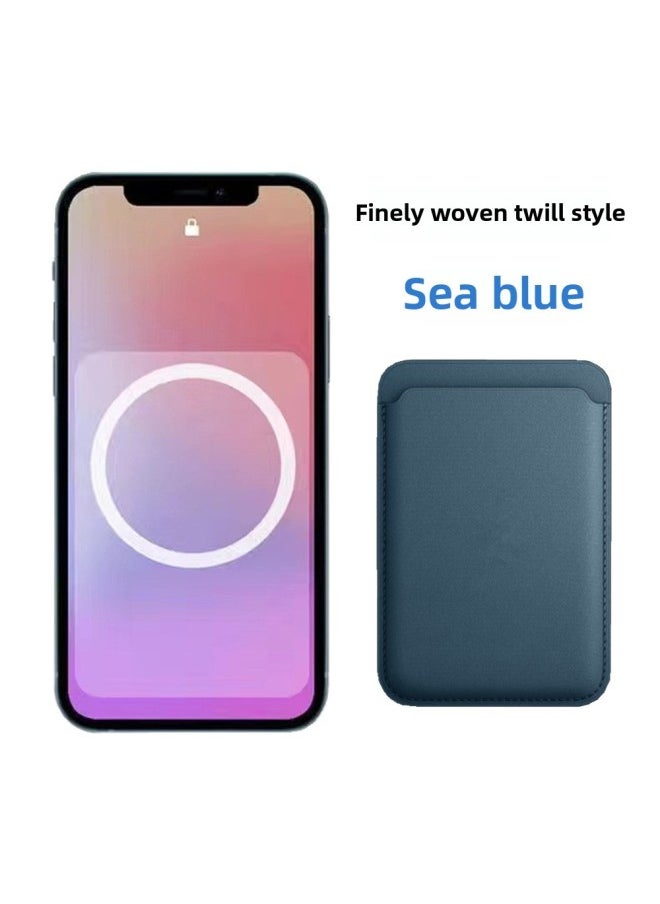 Generic - Magsafe Magnetic Card Bag Animation For Iphone 15 Fine Woven Twill Card Case For Iphone15 Fine Cloth Pattern Phone Card Bag-Color:Black And Gray [12/13/14/15 Series Universal Animation]-Applicable Models:Carton Packaging [with Logo] - Image 1