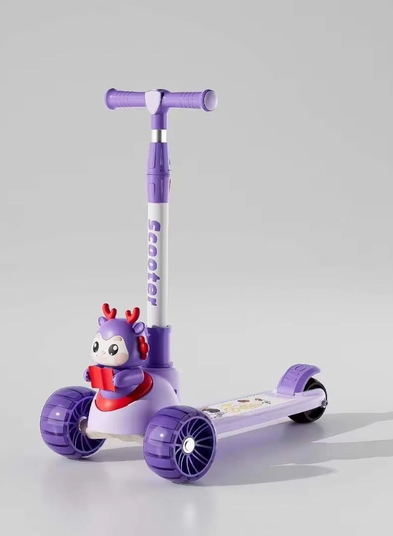 Scooter  Purple Kids Scooter with Cute Deer Character – Adjustable & Safe Ride for Children - Image 4