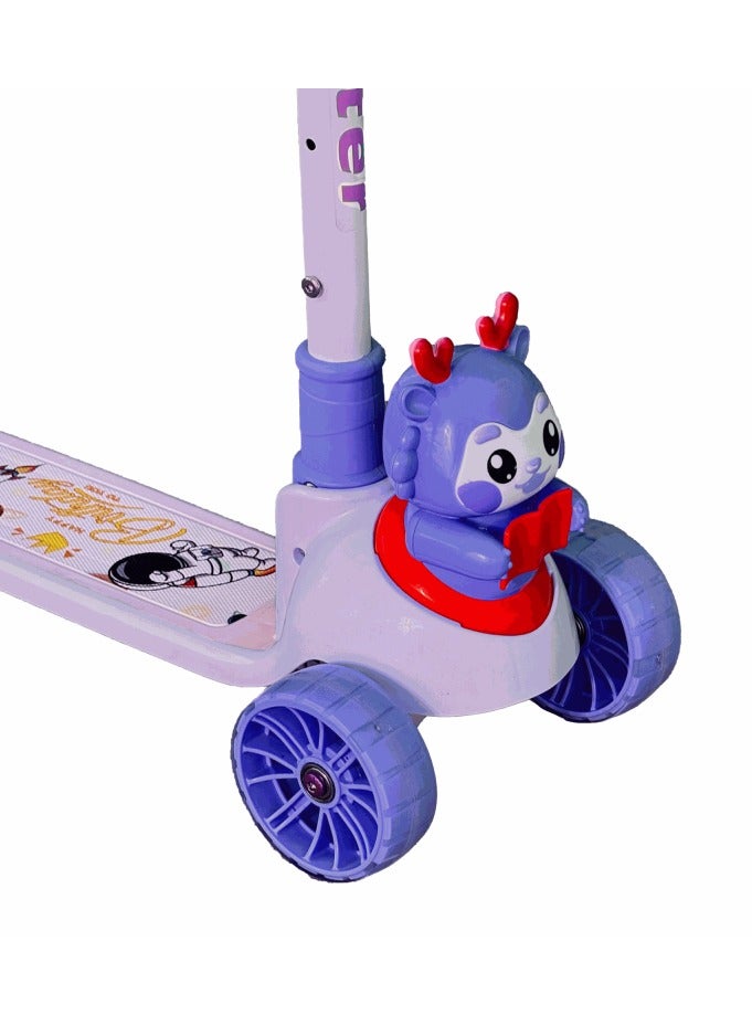 Scooter  Purple Kids Scooter with Cute Deer Character – Adjustable & Safe Ride for Children - Image 2