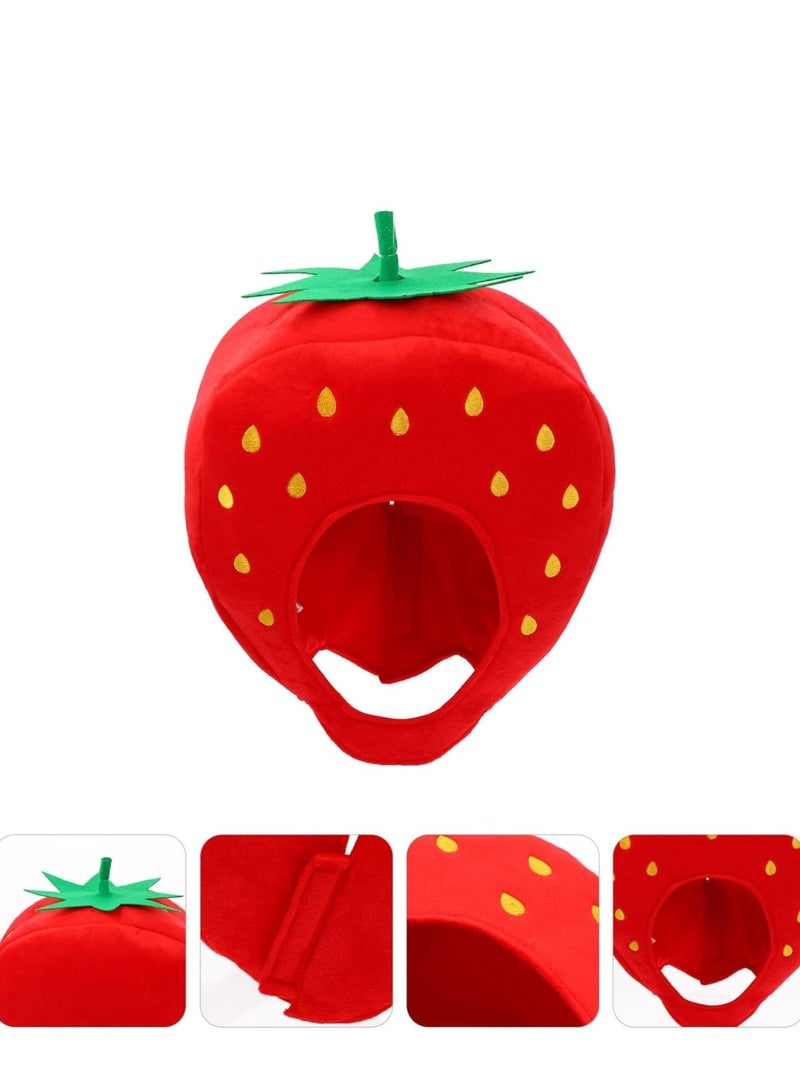 Strawberry Hat Funny Fruit Headwear Cap One Size Plush Fun Hats Carnival Head Cover for Dress Up Supply Party Supplies - Image 1