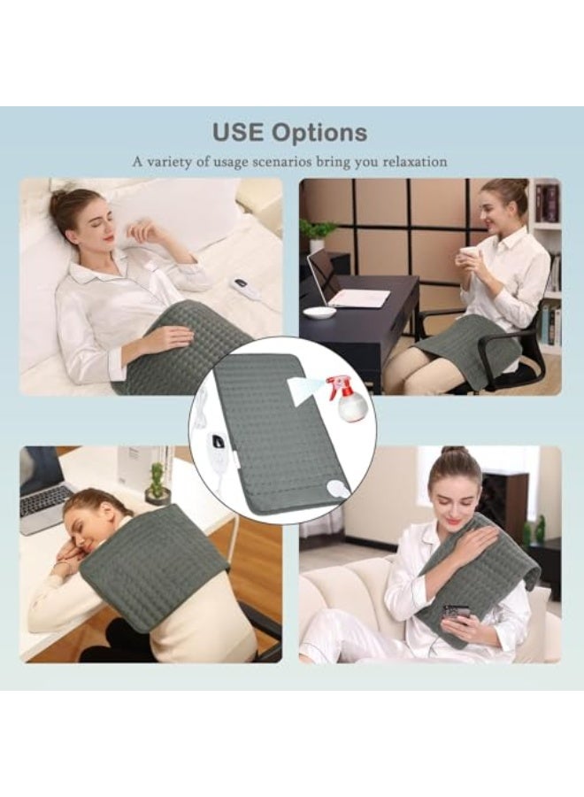 SKY-TOUCH Electric Heating Pad with Auto-Off and 9 Temperature Levels, Machine Washable Sky-Touch Back, Neck, Shoulder and Abdominal Heating Pad, 30 x 60 cm, Gray - Image 3