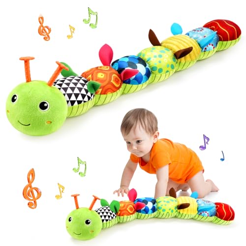 TOHIBEE Baby Toys Musical Caterpillar Infant Stuffed Animal for 06 612 Months with Crinkle and Rattles Tummy Time Sensory Toys Newborn Boys Girls Gifts 0 3 6 9 12 Months Green - Image 1