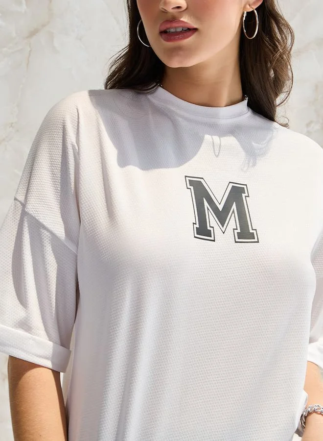 Styli  Oversized Drop Shoulder T-Shirt and Leggings Co-Ords Set for Women | Best Price UAE