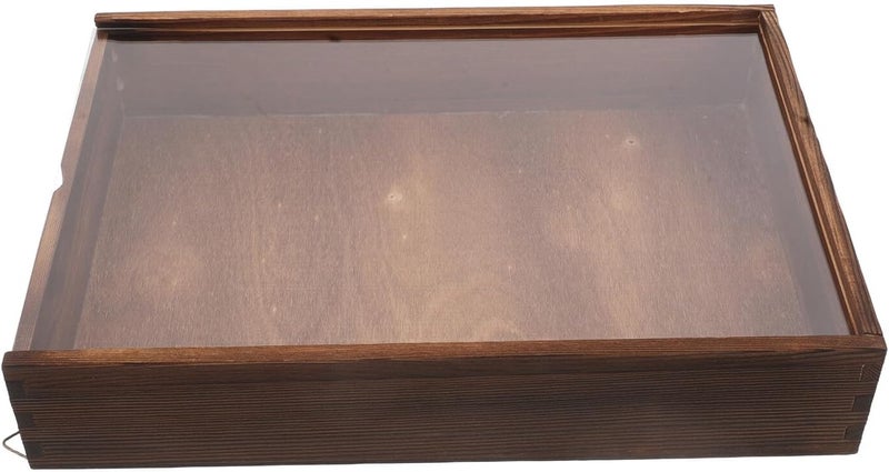 STAHAD Wooden Insect Display Frame with Sliding Drawer, Butterfly Specimen Shadow Box 31x22x5.5cm Carbon Color, Dustproof Storage Case for Bug Specimens and Pressed Flowers, - Image 1