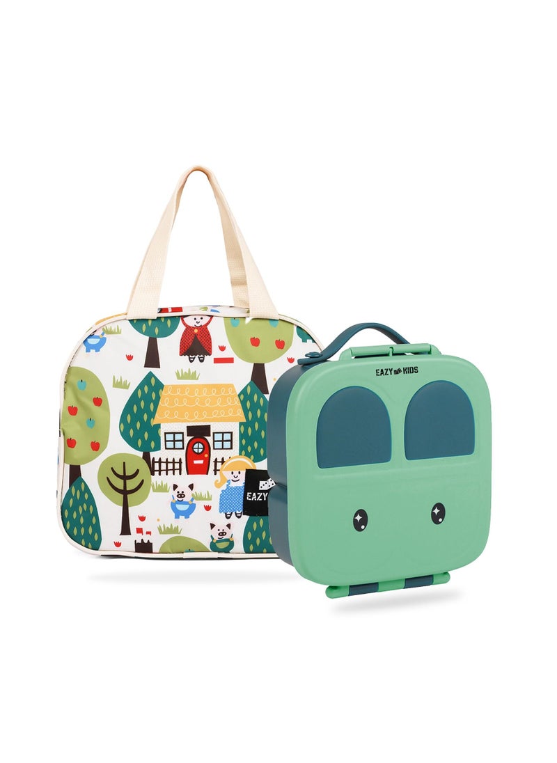 Eazy Kids - Bento Lunch Box With Insulated Lunch Bag Combo - Green - Image 1