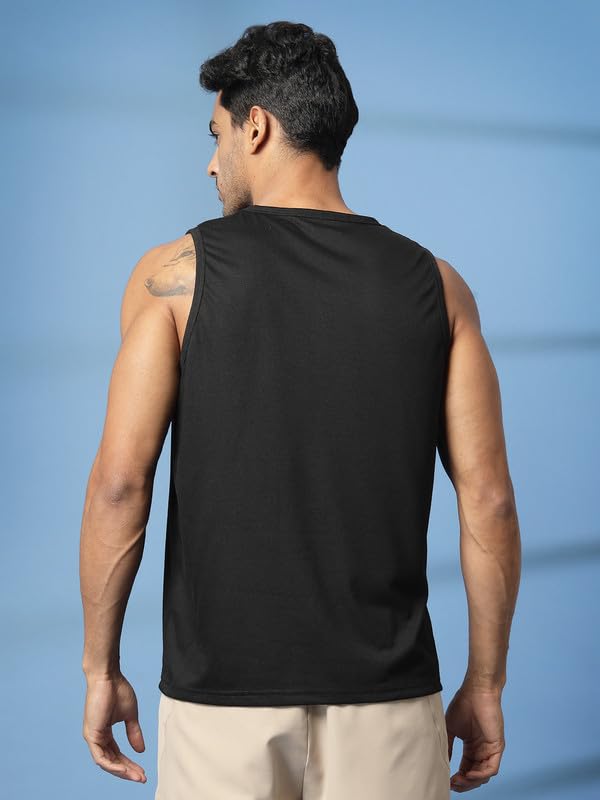 CHKOKKO Tank Tops Sleeveless T-Shirt for Men Gym Wear Graphic Printed Stylish Round Neck Workout Fitness & Casual or Beach Wear Black XXL - Image 5