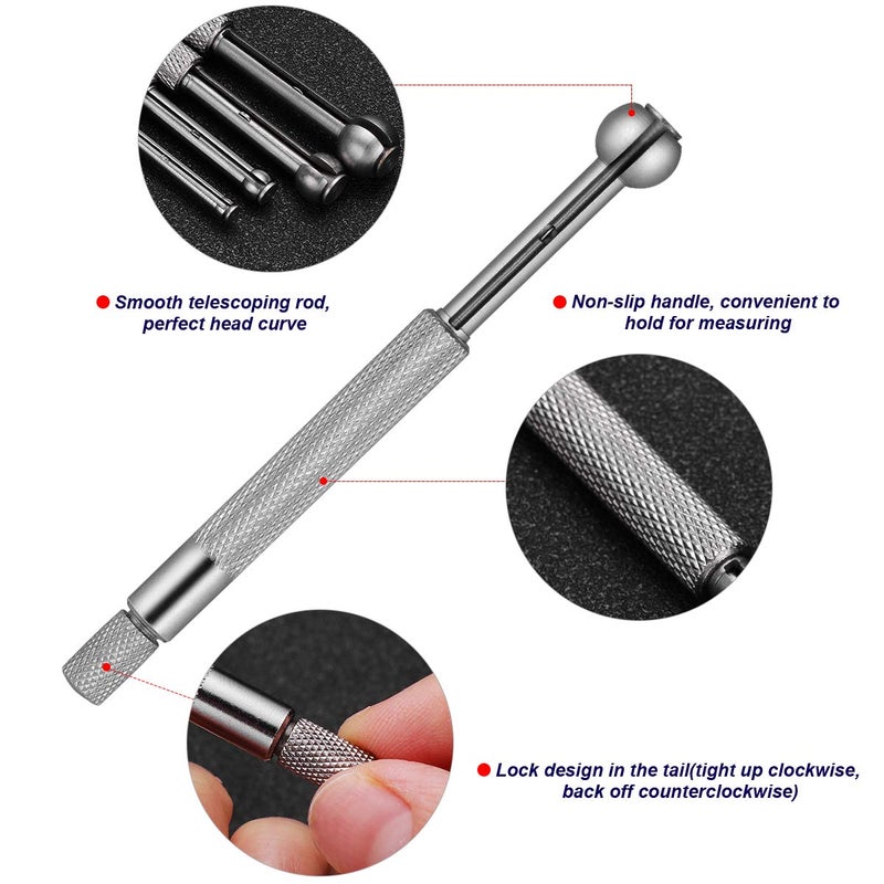UKCOCO 4pcs Small Hole Gauge Set Telescoping Full Round Spherical Shaped Hardened Bore Gauge - Image 2