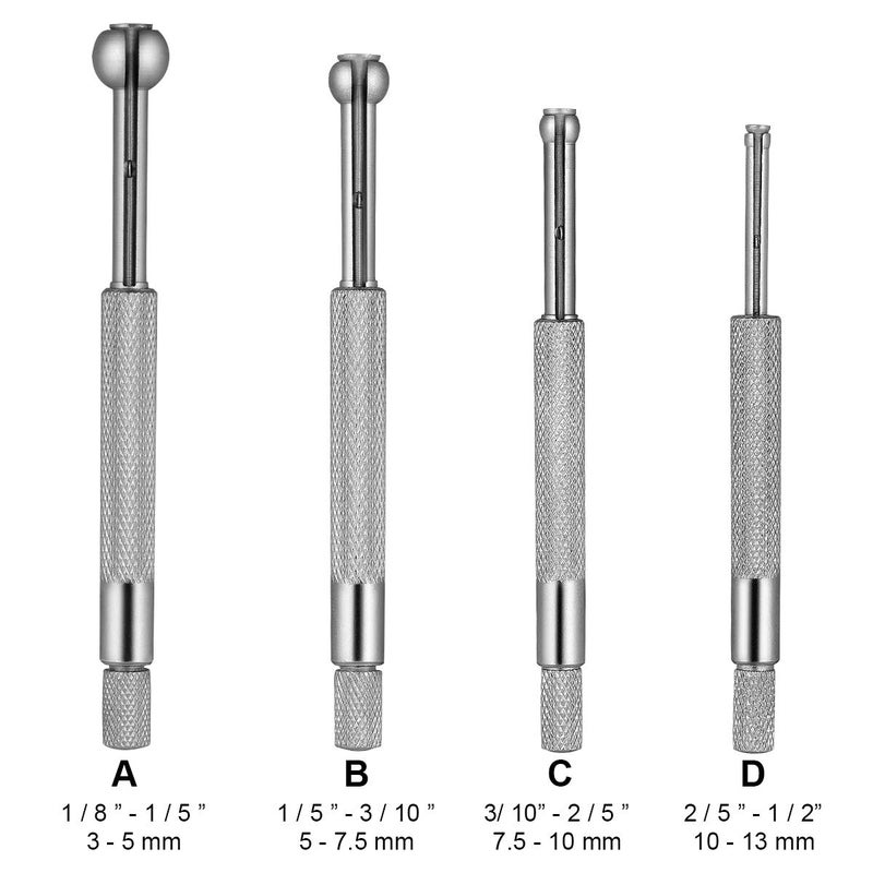 UKCOCO 4pcs Small Hole Gauge Set Telescoping Full Round Spherical Shaped Hardened Bore Gauge - Image 3
