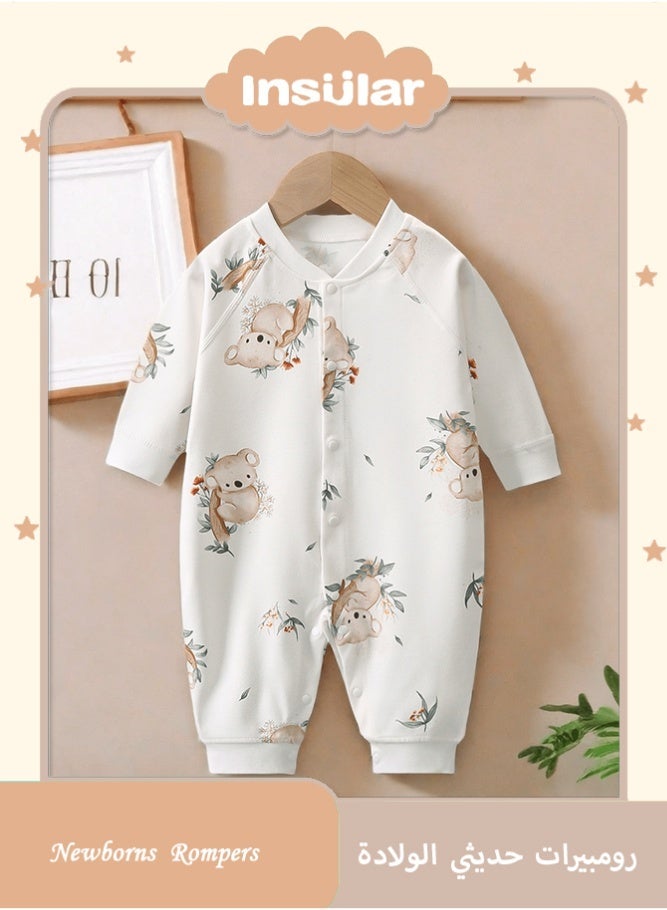 insular Newborn Baby Bodysuit, Long Sleeve Cotton Baby Grow and Jumpsuit for 0-6 Months, Soft One-Piece Romper Sleepsuit with Snap Buttons for Easy Diaper Change, Unisex Infant Clothes for Baby Boy and Girl - Image 1