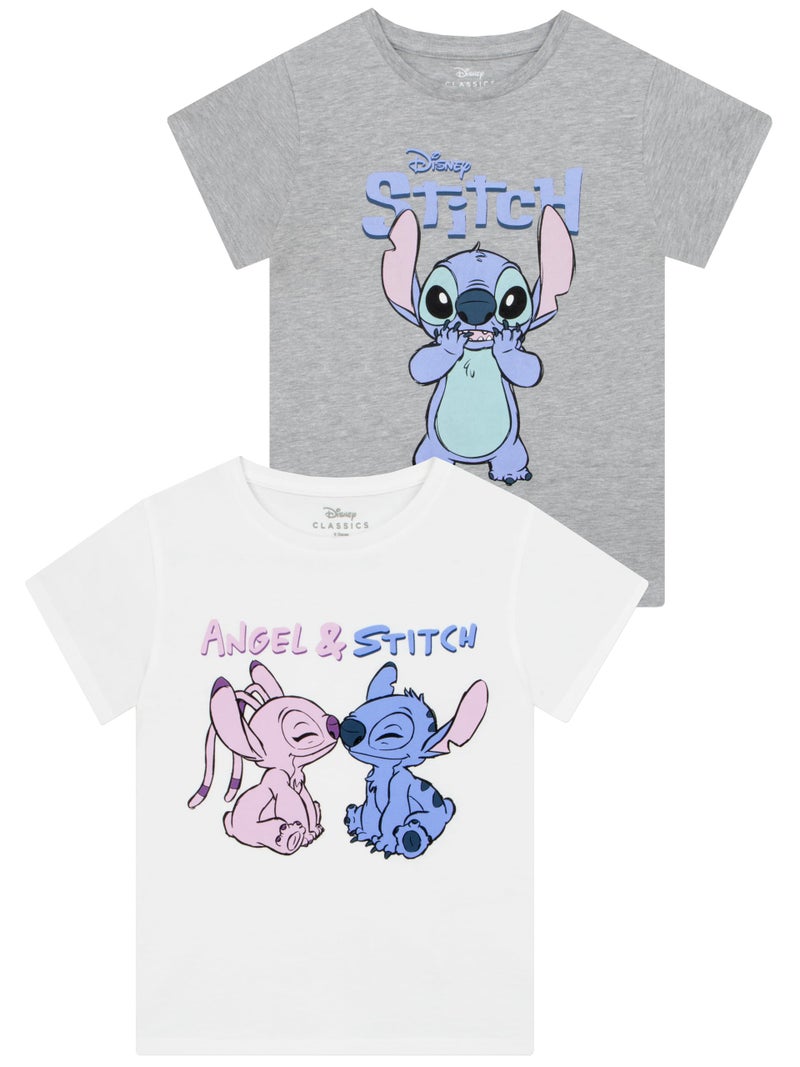 Disney Stitch T Shirts for Girls Teens Short Sleeve Shirt Crew Neck Pack of 2 Soft Breathable T-Shirts Gifts for Girls (7-8 Years, Purple/Blue, 2) - Image 4