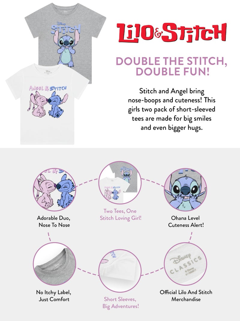 Disney Stitch T Shirts for Girls Teens Short Sleeve Shirt Crew Neck Pack of 2 Soft Breathable T-Shirts Gifts for Girls (7-8 Years, Purple/Blue, 2) - Image 5