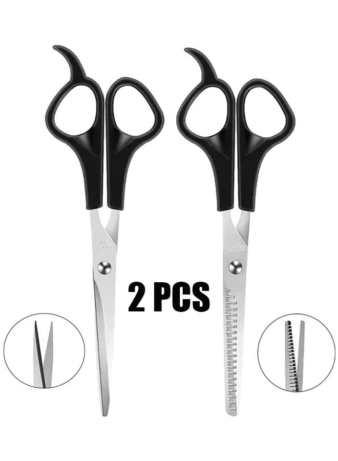 HY 2 Pcs Stainless Steel Hairdressing Scissors Professional Hair Trimming Thinning Scissors for All Hair Types Durable and Easy to Use for Salon Home Use - Image 1