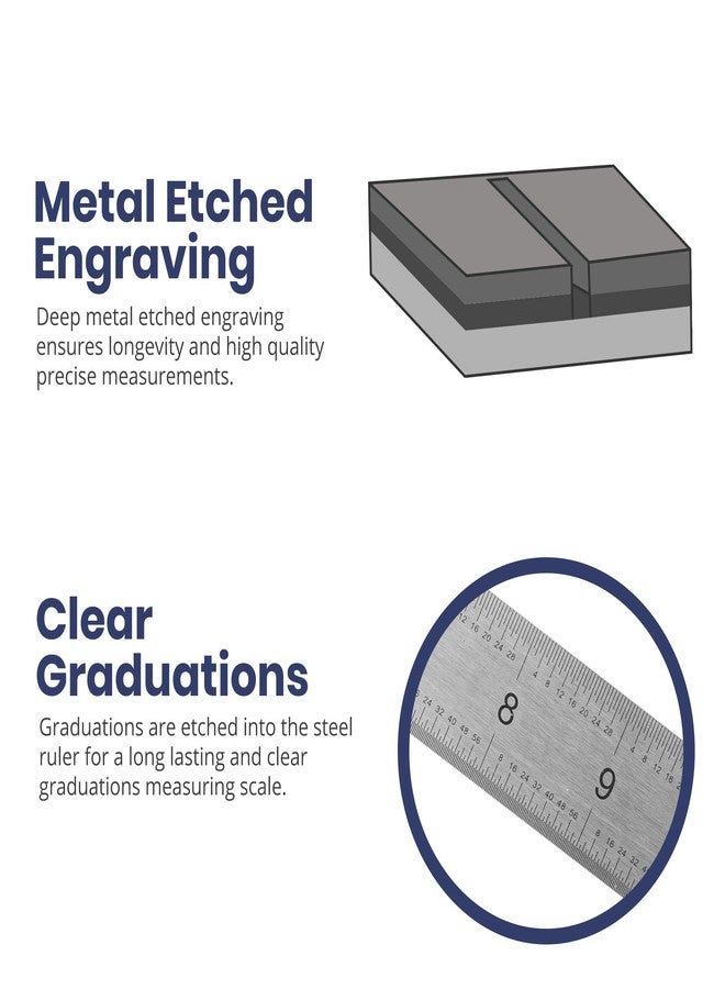 Pacific Arc Stainless Steel Ruler with Inch and Pica Measurements, 18 Inches Rubber Backed - Image 4