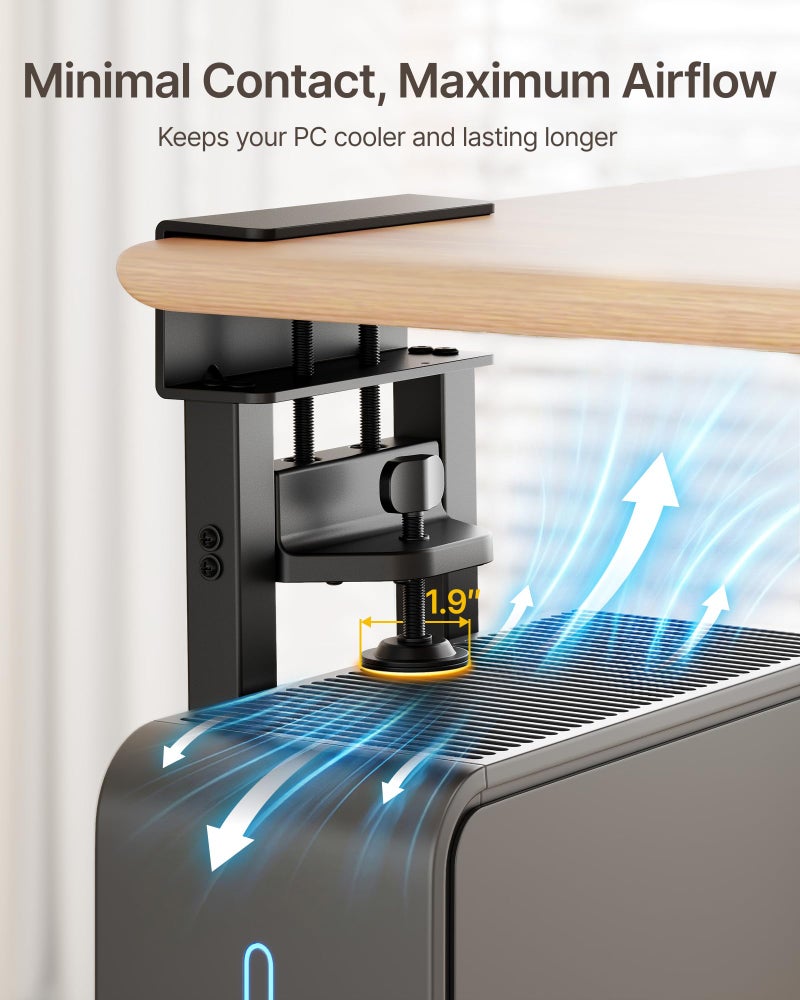 monTEK 66 LBS Heavy-Duty Ventilated Under Desk PC Mount, Adjustable No-Drill PC Mount with Protective Pads,16.1"-25.6" H, Ideal for Office Home Classroom, Black - Image 3