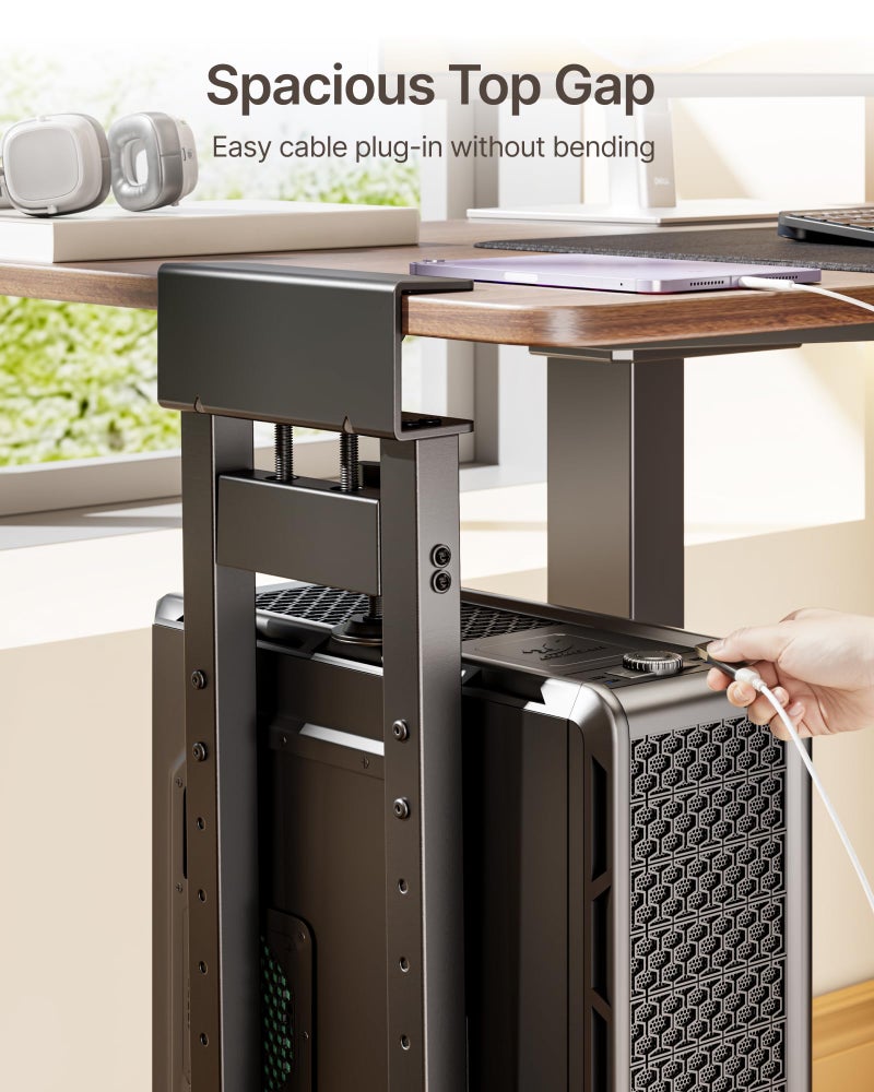 monTEK 66 LBS Heavy-Duty Ventilated Under Desk PC Mount, Adjustable No-Drill PC Mount with Protective Pads,16.1"-25.6" H, Ideal for Office Home Classroom, Black - Image 4