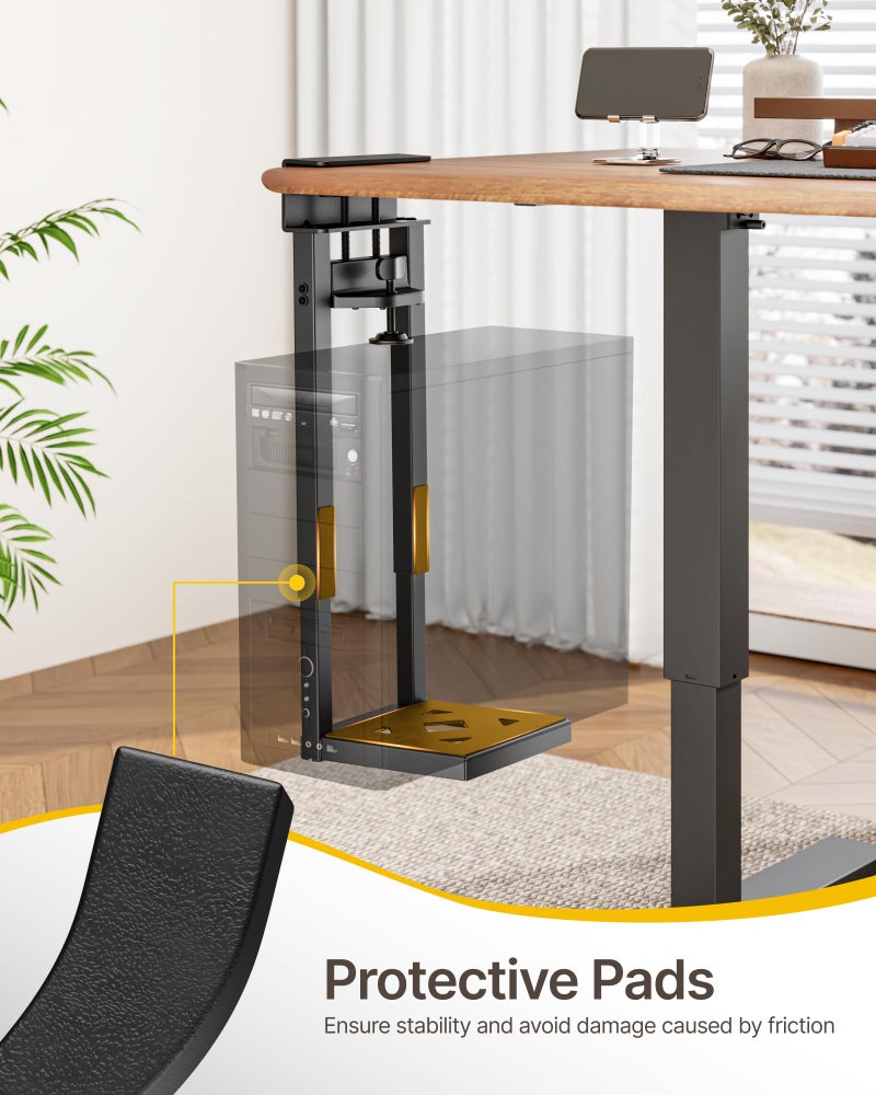 monTEK 66 LBS Heavy-Duty Ventilated Under Desk PC Mount, Adjustable No-Drill PC Mount with Protective Pads,16.1"-25.6" H, Ideal for Office Home Classroom, Black - Image 5
