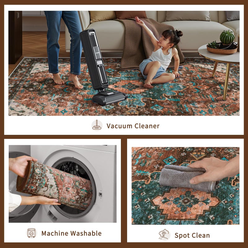 Ciicool Washable Runners Area Rug for Hallways, Ultra Soft 2'6 "x8' ft Boho Print Non-Slip Vintage Oriental Medallion Long Carpet for Kitchen Bedroom Laundry Bathroom - Image 3