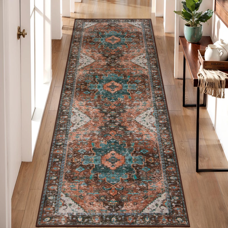 Ciicool Washable Runners Area Rug for Hallways, Ultra Soft 2'6 "x8' ft Boho Print Non-Slip Vintage Oriental Medallion Long Carpet for Kitchen Bedroom Laundry Bathroom - Image 2