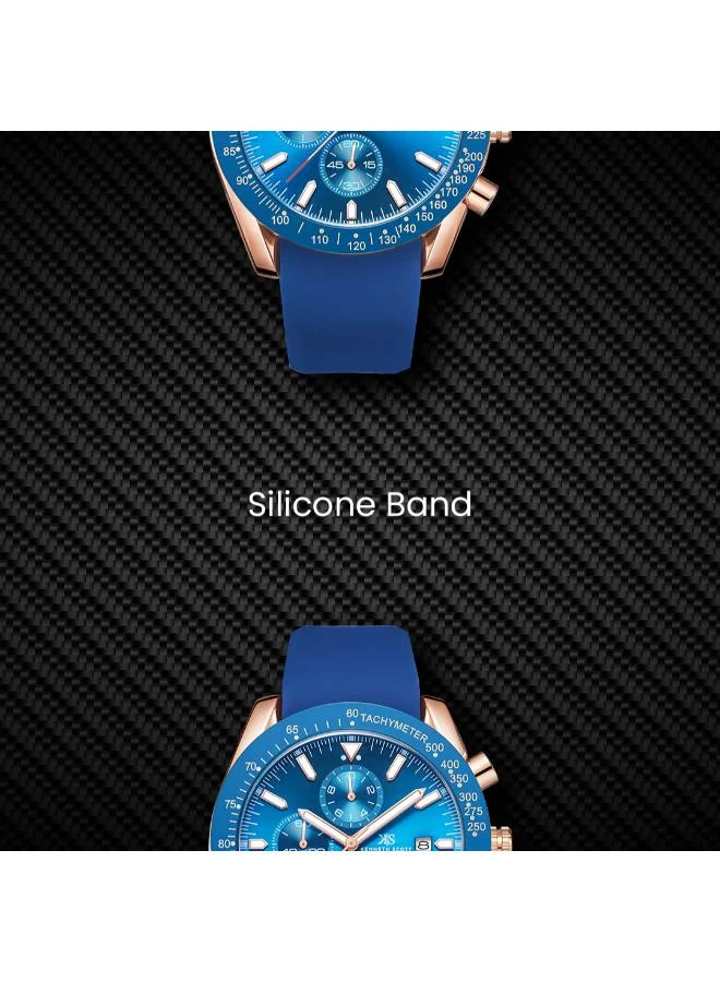 Kenneth Scott Navy Blue Men's Silicone Chrono & Multi Function Watch K23148-RSNN - 45 mm for Men | Best Price UAE