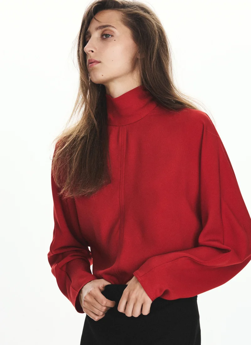 Mango Straight High-Neck Blouse