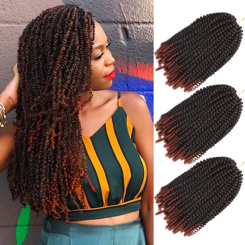 10 Inch Spring Twist Crochet Braids Hair for Butterfly Locs Bomb Twist Crochet Hair Beyond Beauty Ombre Colors Synthetic Fluffy Hair Extension 3 Packs 30 Strands 135gPack10 Inch T1B 350
