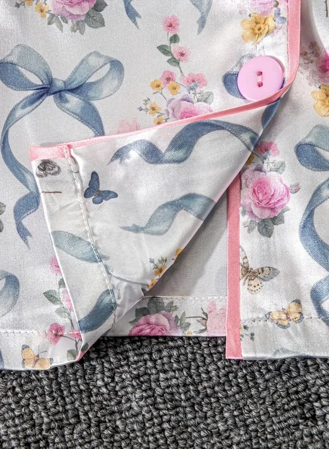 Take Two  Floral Print Bow Detail Shirt and Shorts Set for Women | Best Price UAE
