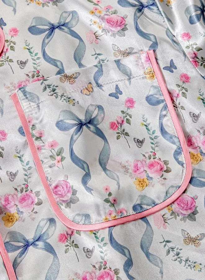 Take Two  Floral Print Bow Detail Shirt and Shorts Set for Women | Best Price UAE