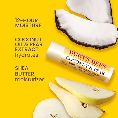 Burt's Bees بلسم الشفاه من بيرتس بيز - نكهة التوت، ليمون فاكهة التنين، جوز الهند والكمثرى، أناناس استوائي، عبوة مكونة من 4 أنابيب، 0.15 أونصة - Image 2