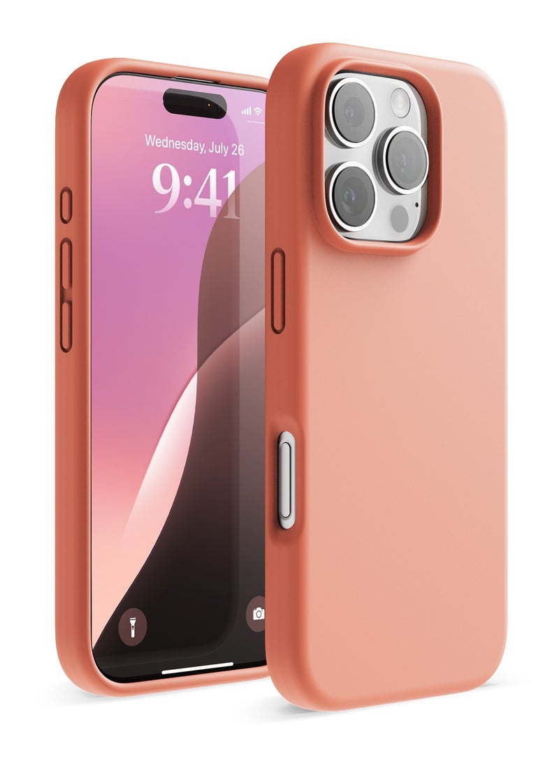 Elago Liquid Silicone for iPhone 16 PRO Case Cover Full Body Protection, Shockproof, Slim, Anti-Scratch Soft Microfiber Lining - Salmon