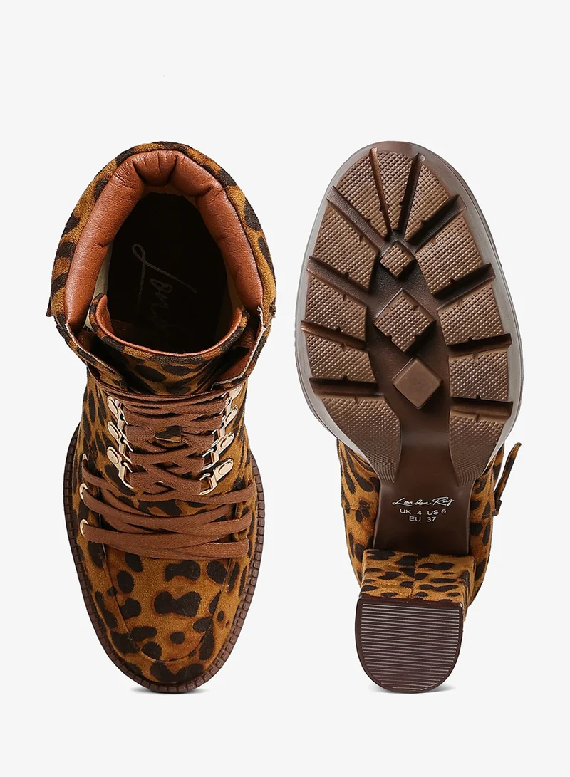 London Rag Snake Skin Cushion Collared Ankle Boots in Lepoard