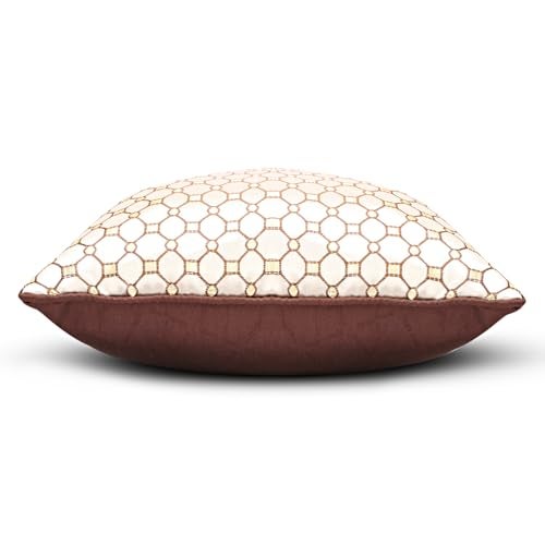 KINGLY Beige Gold Honeycomb Geometric Velvet Cushion Covers 16x16 Inch, Set of 2 | Decorative Square Throw Pillow Covers for Sofa, Bed, Car & Living Room | Soft Plush Fabric, Hidden Zipper, Durable St - Image 3