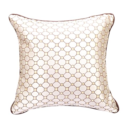 KINGLY Beige Gold Honeycomb Geometric Velvet Cushion Covers 16x16 Inch, Set of 2 | Decorative Square Throw Pillow Covers for Sofa, Bed, Car & Living Room | Soft Plush Fabric, Hidden Zipper, Durable St - Image 2