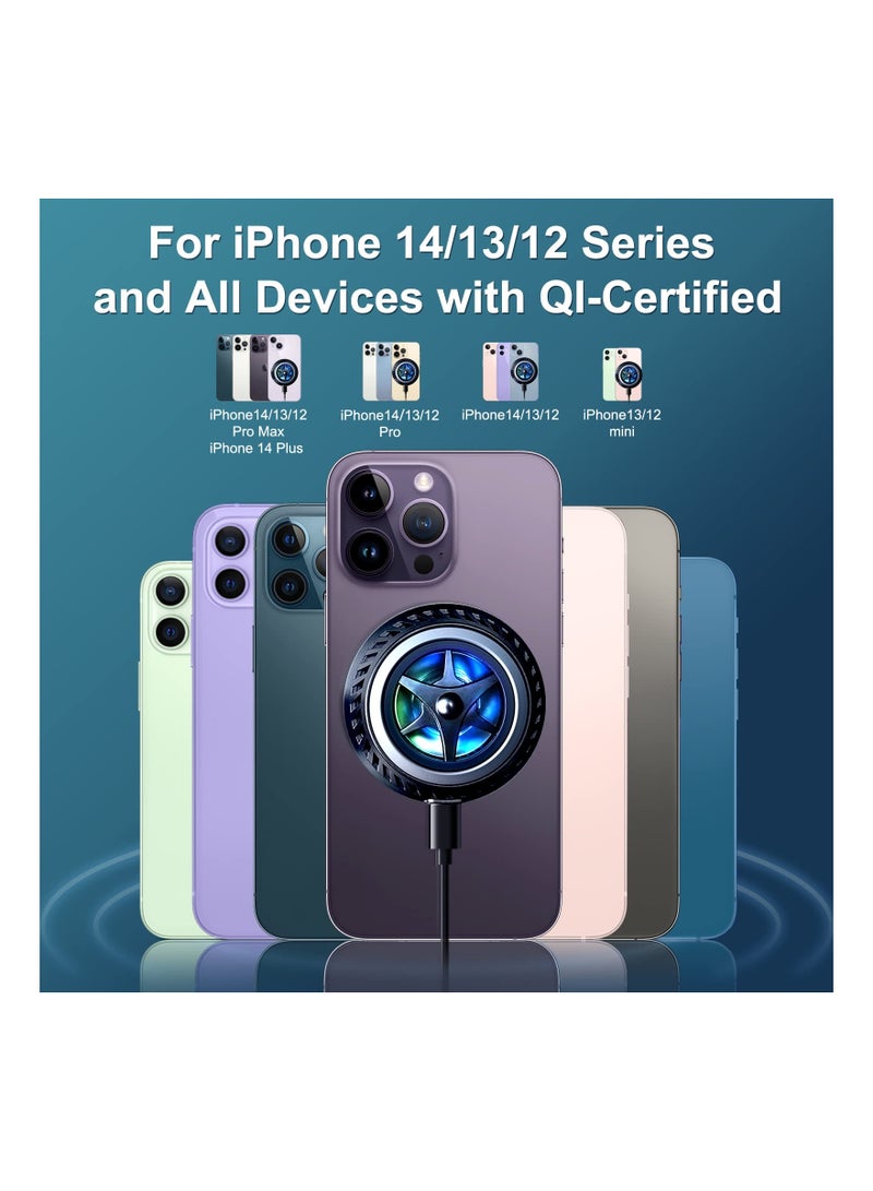 Excefore Phone Cooler for Gaming Magnetic Wireless Charger, Cellphone Radiator Wireless Charger with Fan, Phone Cooler Fan with RGB Lights Compatible  - Image 3
