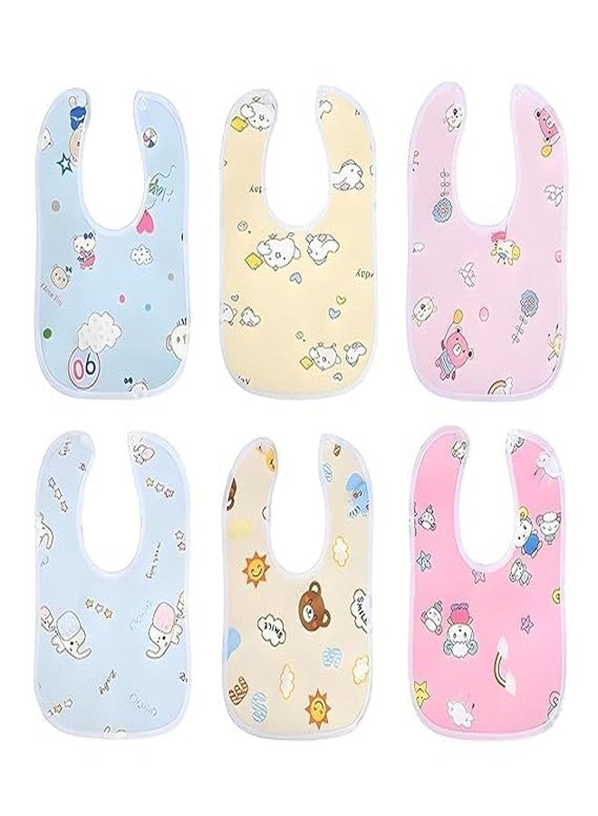JOYFILLS Premium Waterproof Printed Feeding Bibs for Toddlers |Quick Dry, Washable |Full coverage bibs| Cute Printed Meal Time Bib Set for Baby Boys & Girls. (Assorted Print,pack of 6) - Image 1