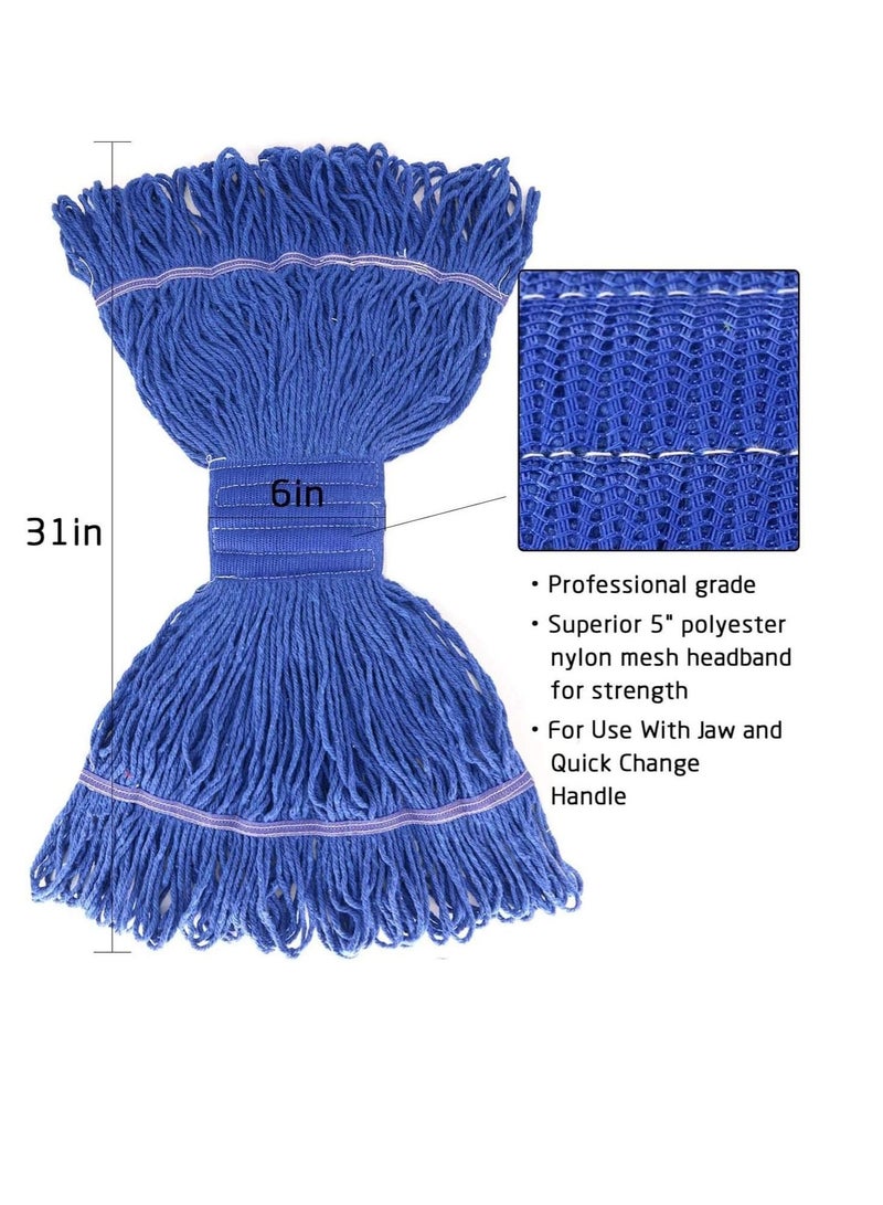 Y&D Ocedar Sponge Mop Refill Loop-End Cotton String Head, Heavy Duty Refills, 6 Inch Headband, Head Replacement for Home, Industrial and Commercial Use (Blue) - Image 3