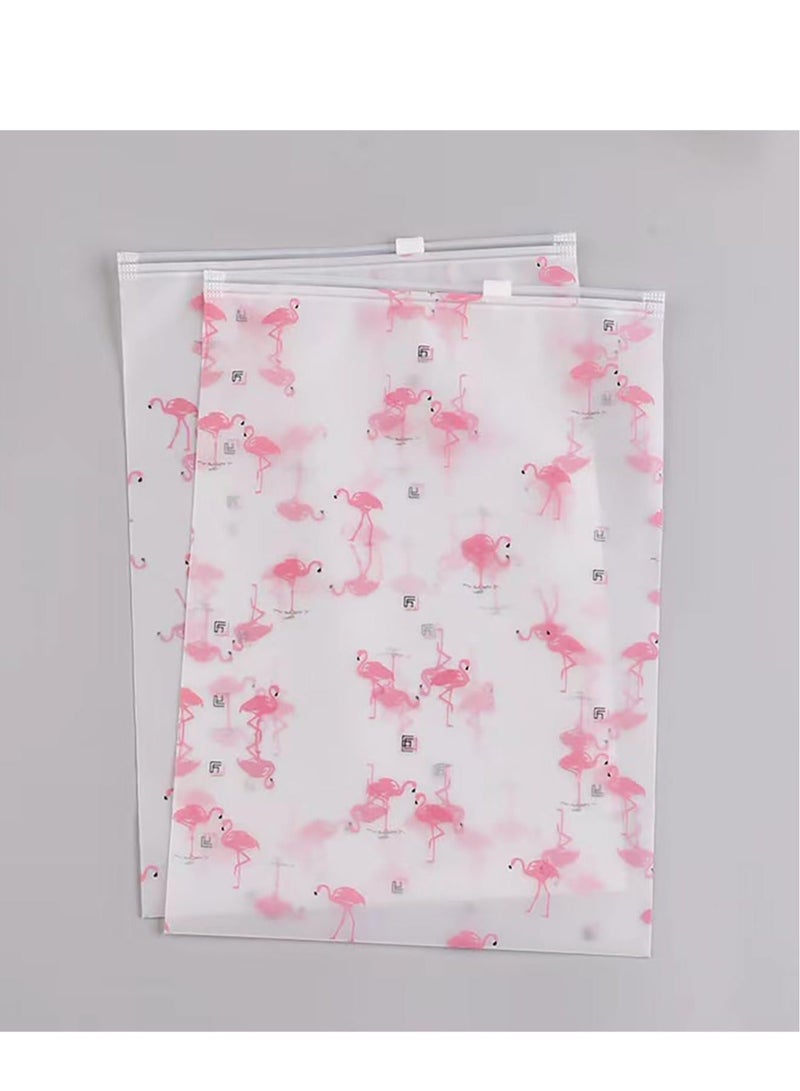 أكياس قابلة للغلق بسحاب، أكياس بلاستيكية كبيرة لتخزين الملابس أثناء السفر مقاس 35 × 45 سم، أكياس موفرة للمساحة ذات سطح غير لامع مع أنماط طائر الفلامنغو، أكياس شفافة محكمة الغلق للملابس والأحذية ومستحضرات التجميل (50 قطعة) ★★★لماذا - Image 4