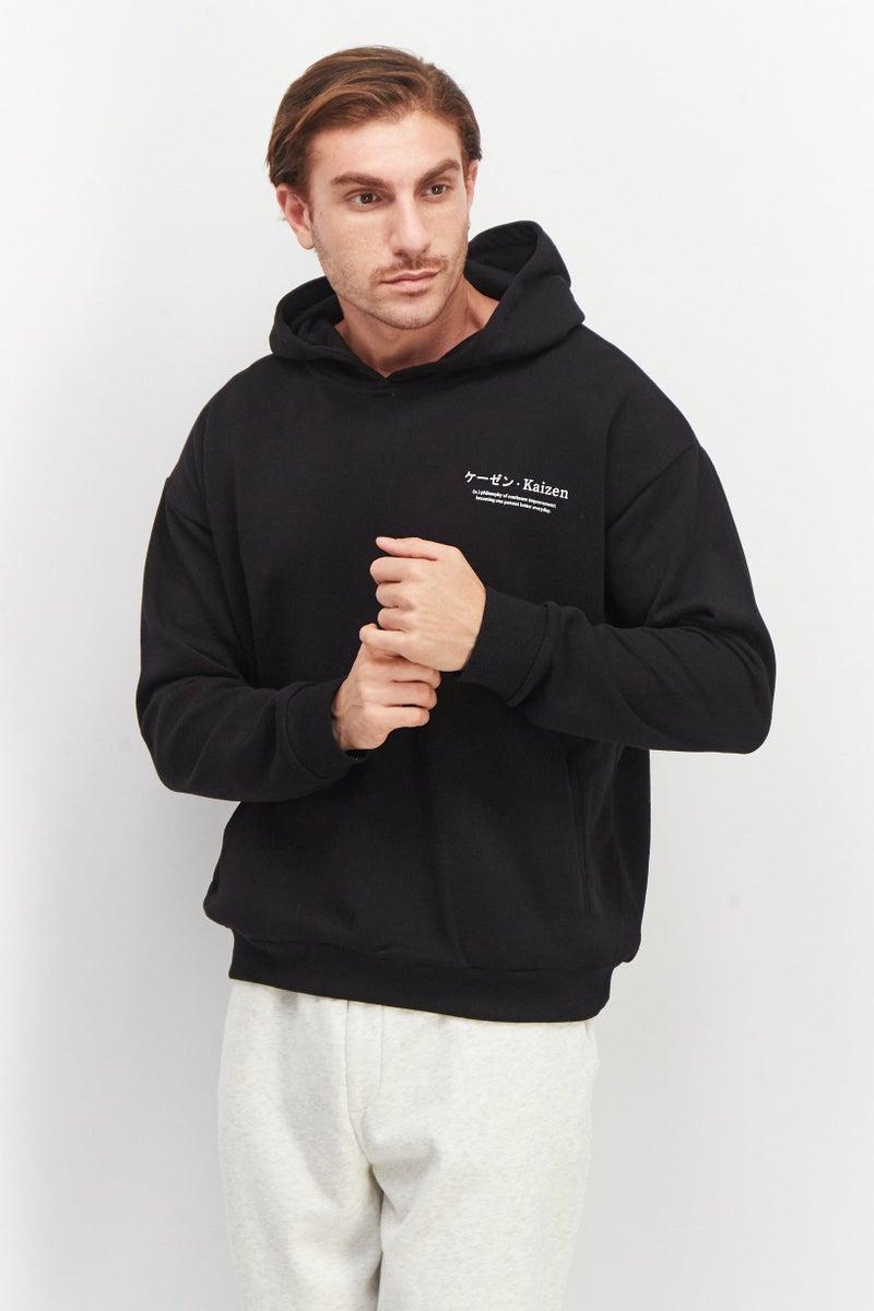 Ocean Pacific Men Hooded Neck Graphic Print Long Sleeves Sweatshirt, Black - Image 1