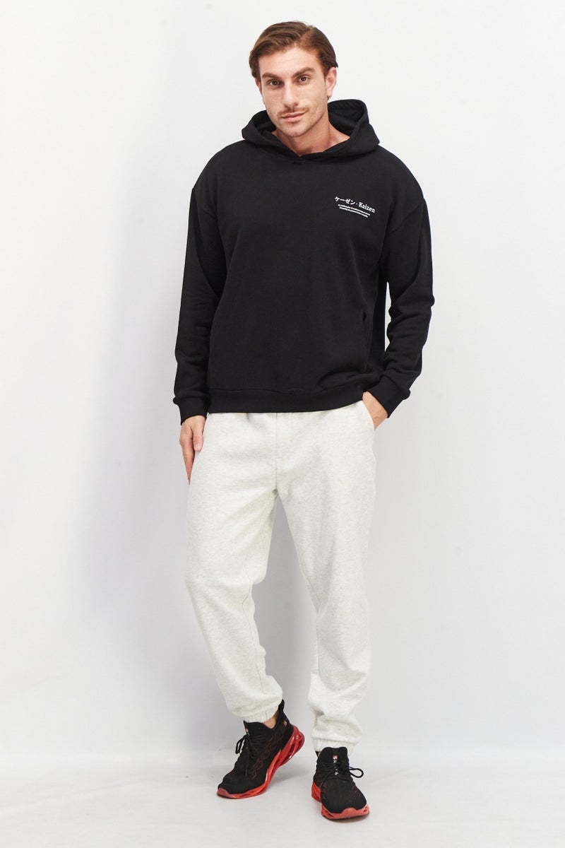 Ocean Pacific Men Hooded Neck Graphic Print Long Sleeves Sweatshirt, Black - Image 3